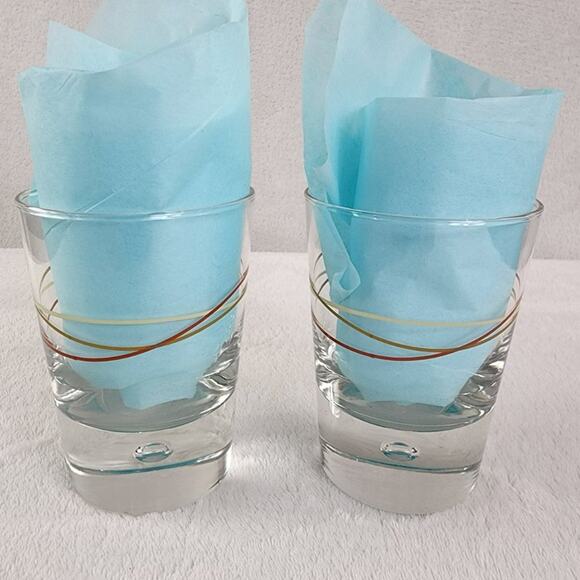 2 Baileys Irish Cream Rocks Glasses Suspended Bubble Thick Bottom Striped - Picture 7 of 11